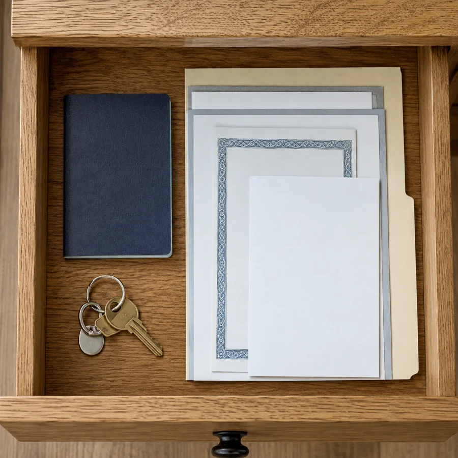 Passports, papers and warranties: a place for the important stuff